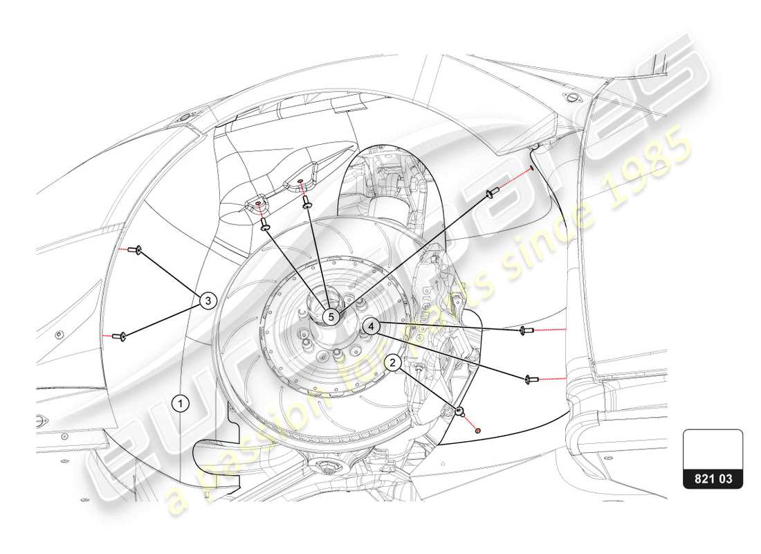 lamborghini super trofeo evo 2 (2022) radhäuser / locary ersatzteildiagramm