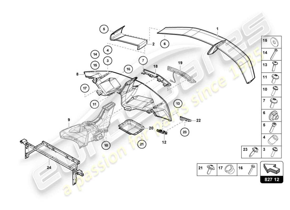 lamborghini lp770-4 svj roadster (2022) heckspoiler teilediagramm