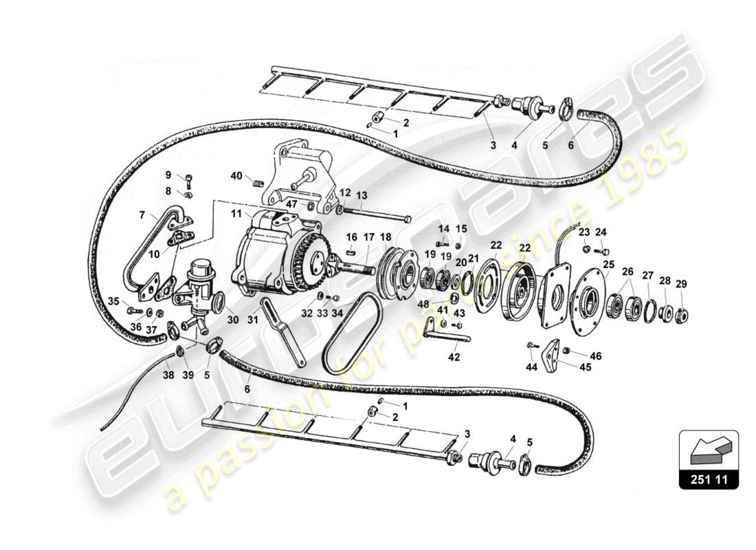 lamborghini countach 25th anniversary (1989) luftverschmutzung teilediagramm