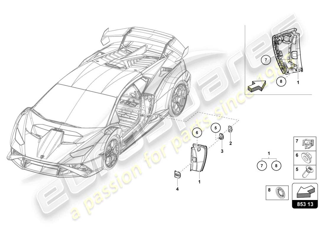 lamborghini sto (2023) abdeckplatte für längsteil ersatzteildiagramm