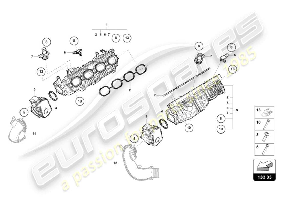 lamborghini urus (2019) ansaugkrümmer teilediagramm