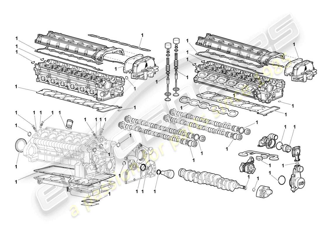 lamborghini lp640 roadster (2010) dichtungssatz für motor ersatzteildiagramm