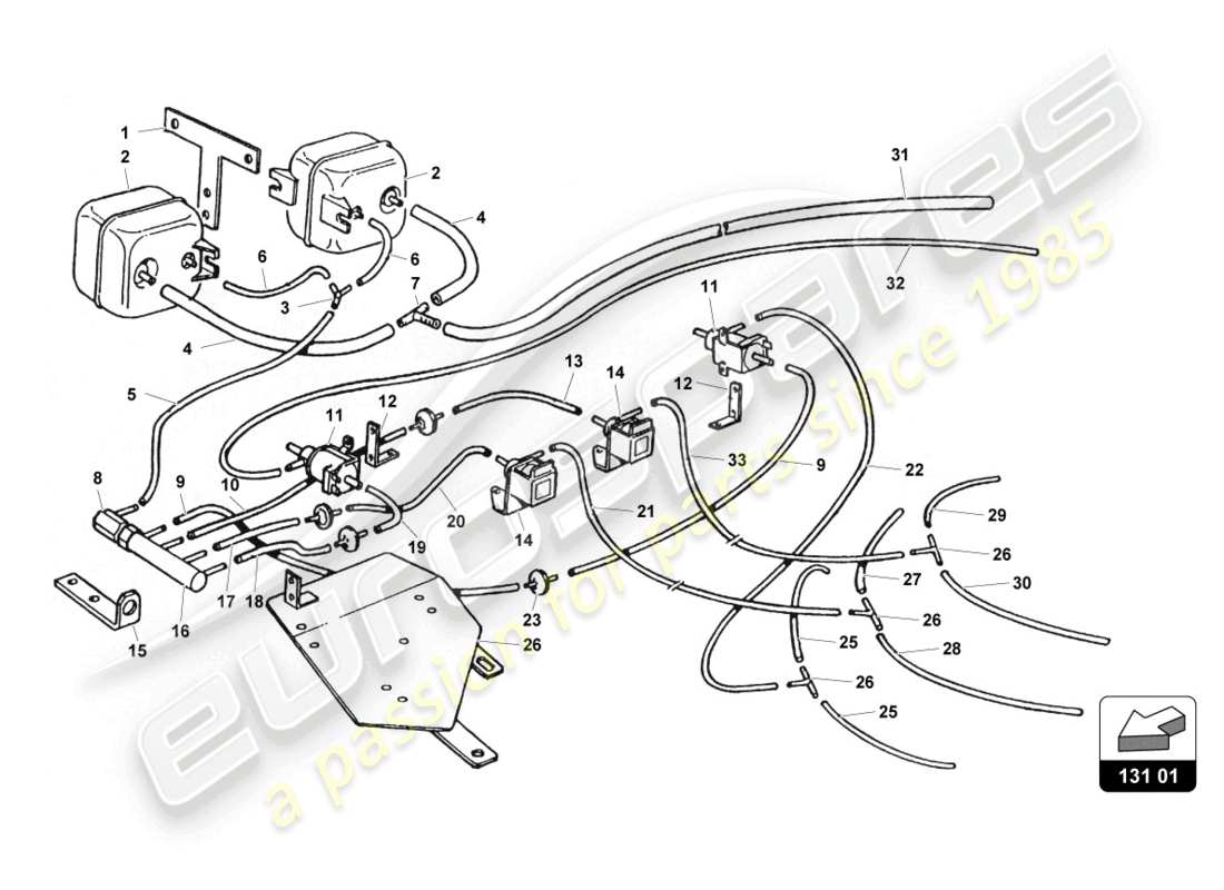 lamborghini countach 25th anniversary (1989) sekundärluftsystem teilediagramm