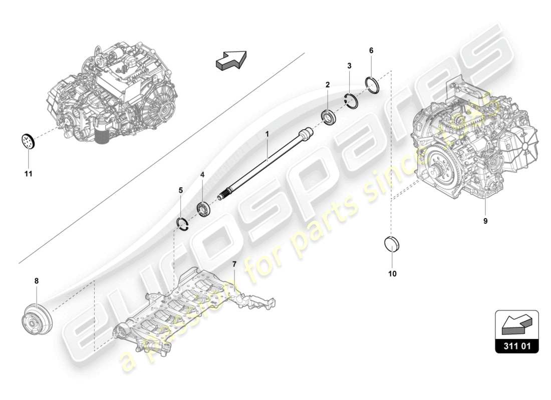 lamborghini evo spyder (2024) eingangswellen-ersatzteildiagramm