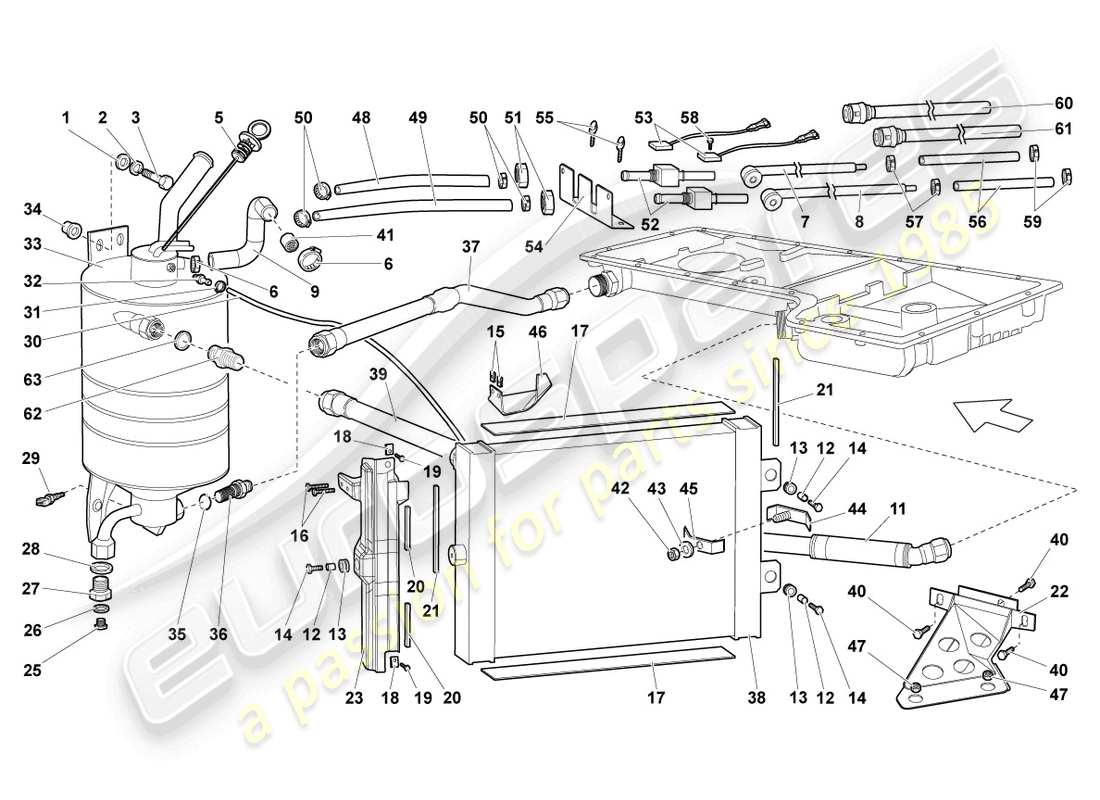 lamborghini lp640 coupe (2009) ölkühler teilediagramm