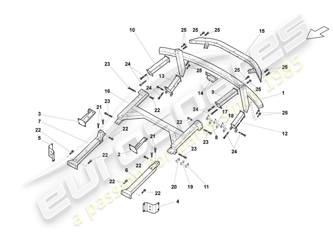 lamborghini gallardo spyder (2008) seitenträger hinterteil hinterteil teilediagramm
