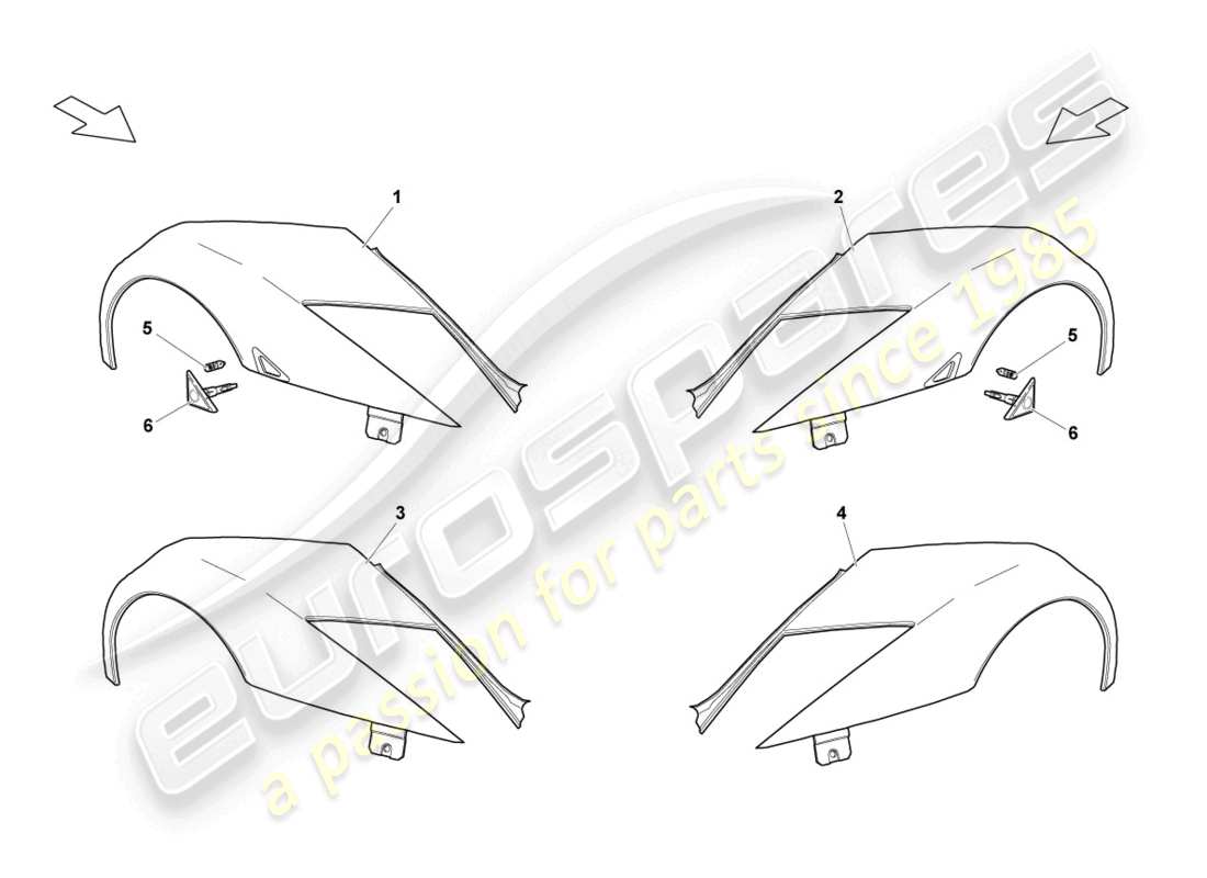 lamborghini lp640 coupe (2009) wing front teilediagramm