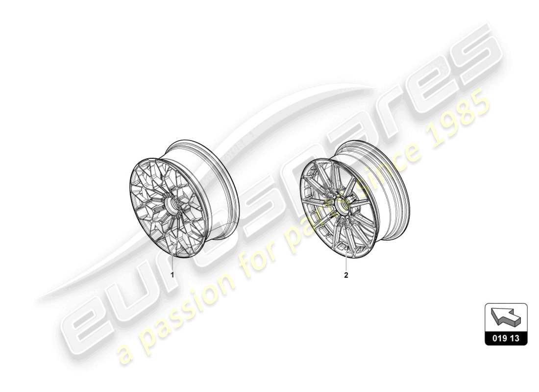 lamborghini huracan sto (accessories) aluminiumfelge teilediagramm