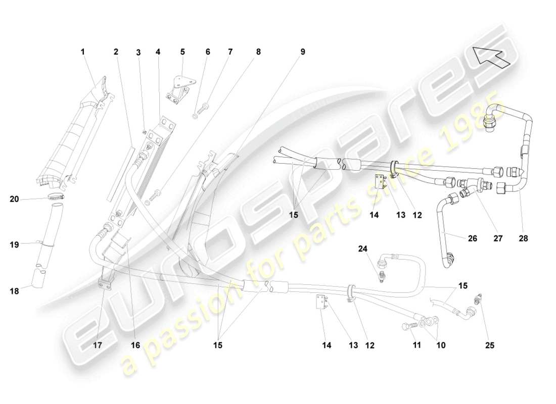 lamborghini gallardo coupe (2004) getriebeölkühler teilediagramm