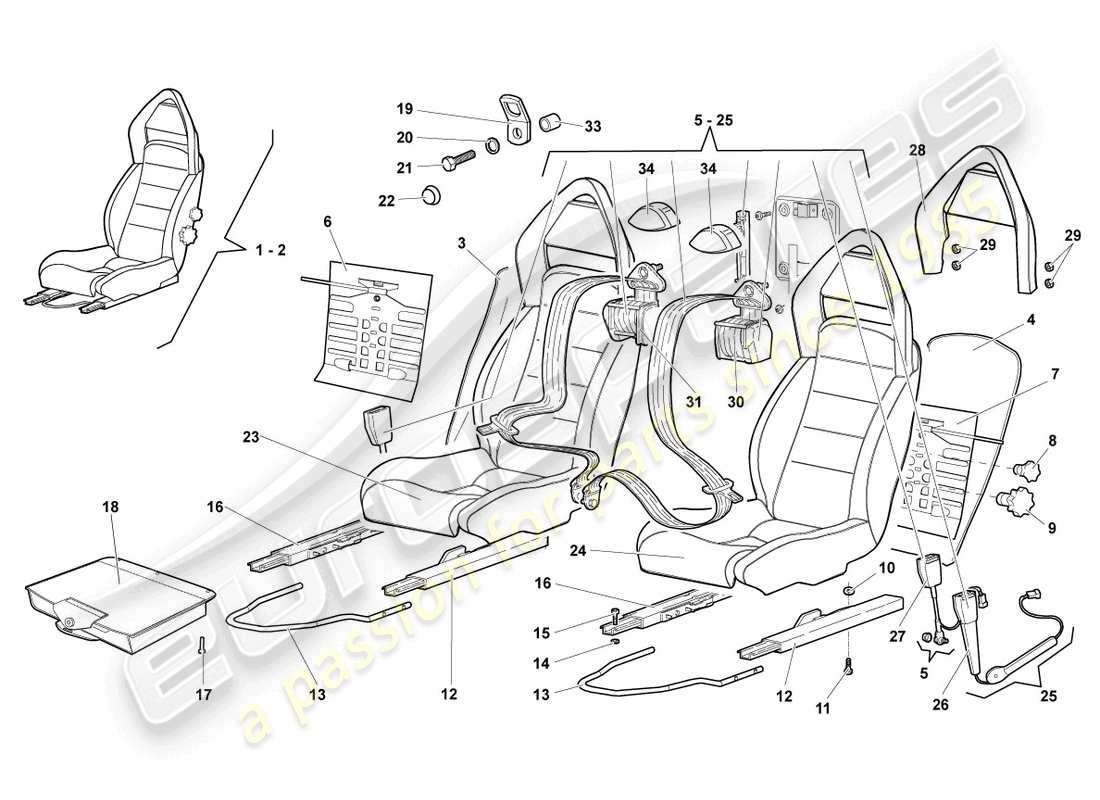 lamborghini lp640 coupe (2010) sitz, komplett teilediagramm