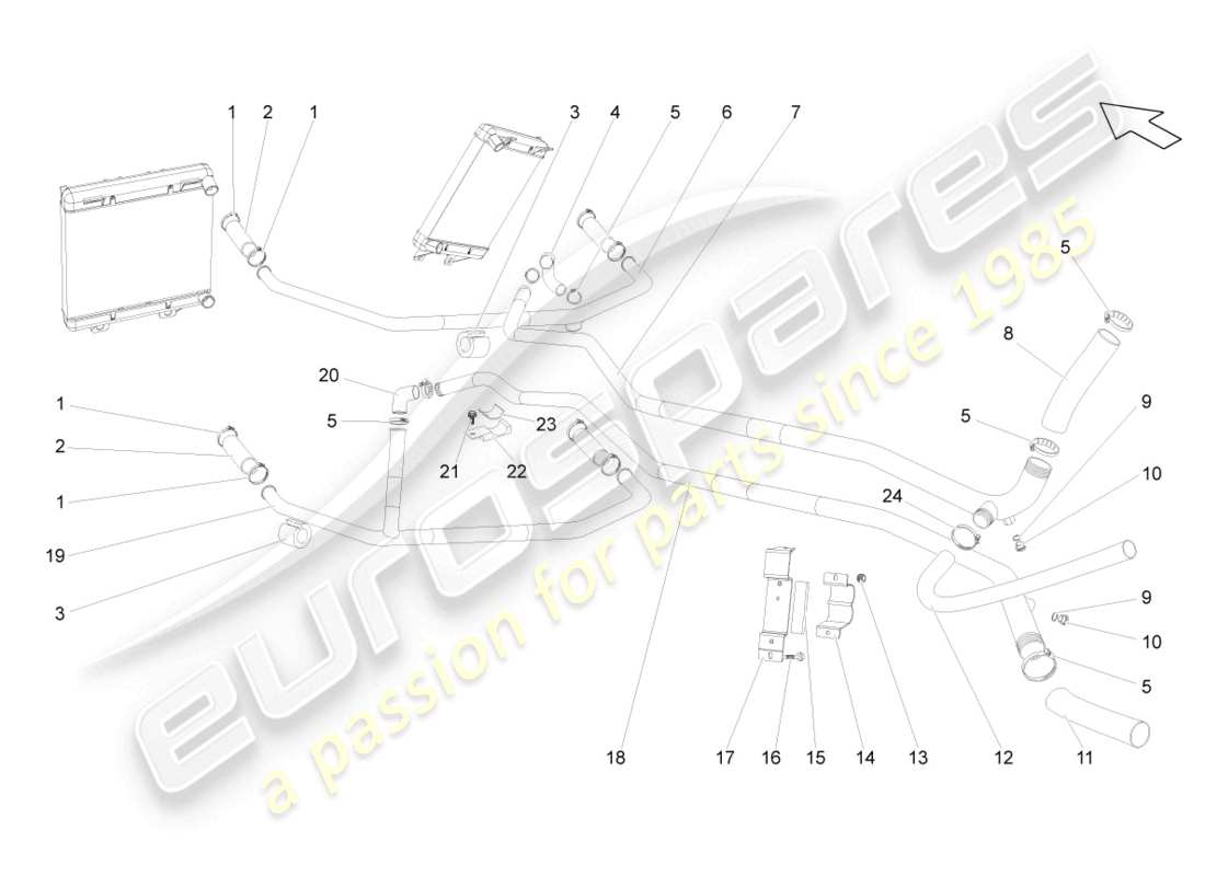 lamborghini gallardo coupe (2004) kühlmittelkühlsystem teilediagramm