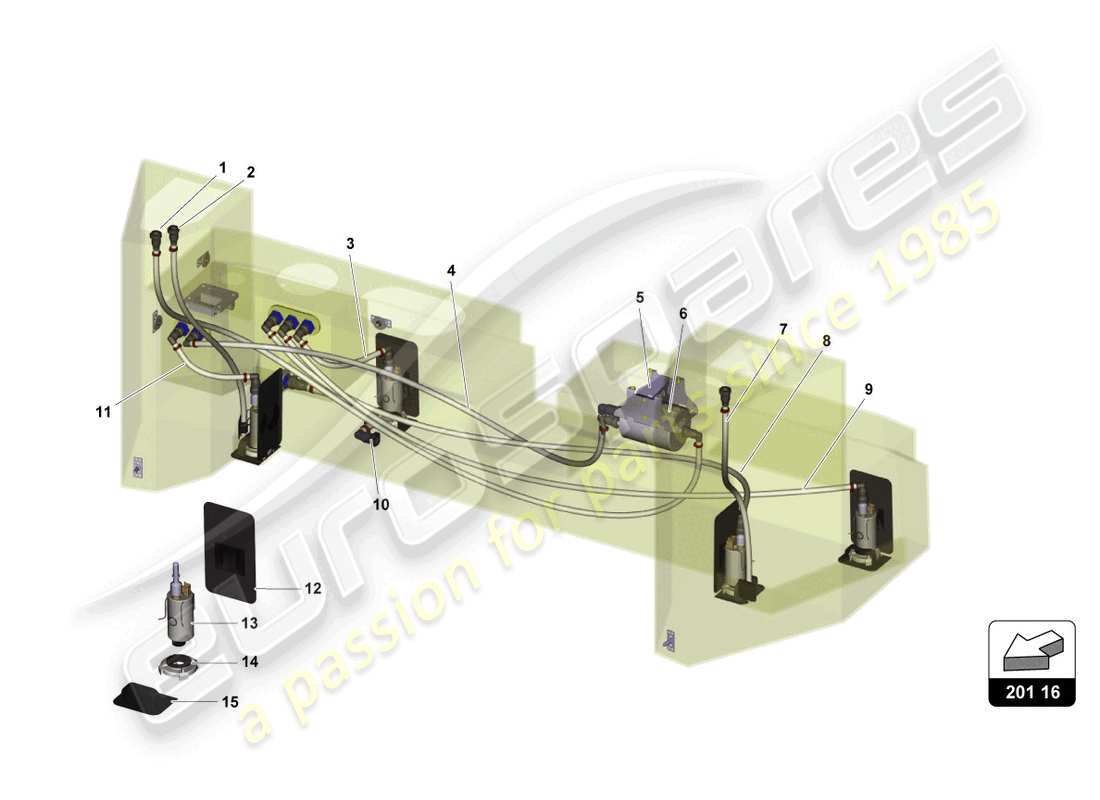 lamborghini super trofeo evo 2 (2022) kraftstoffsystem teilediagramm