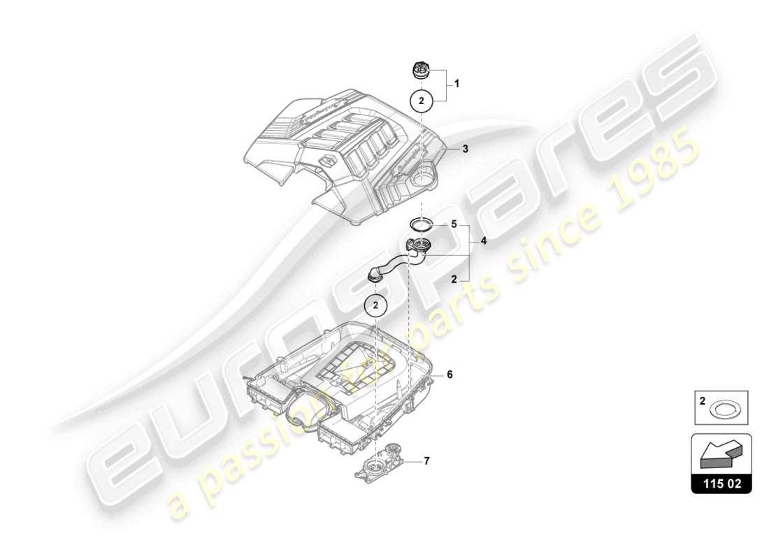lamborghini urus s (2023) dichtungskappe ersatzteildiagramm