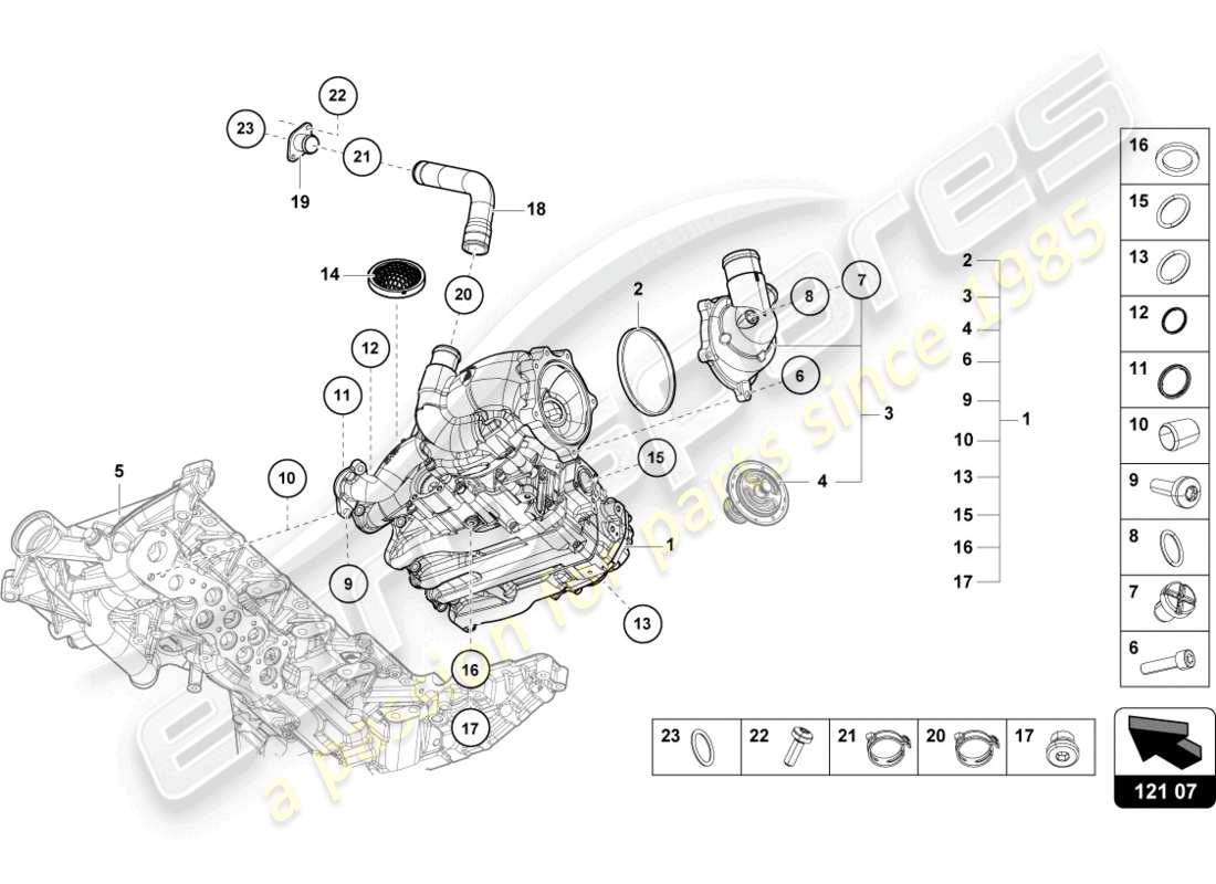 lamborghini 2022 (super trofeo evo 2) wasser-/ölpumpe – teilediagramm