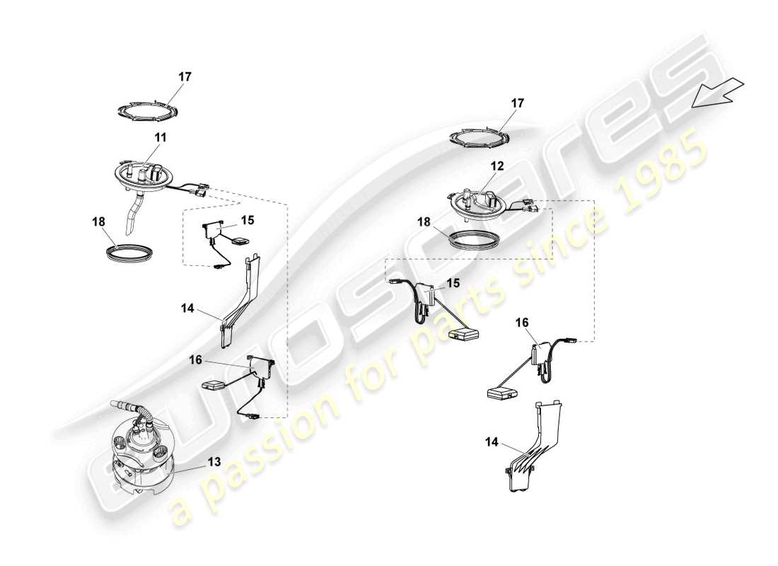 lamborghini blancpain sts (2013) kraftstofffördereinheit und geber für tankanzeige ersatzteildiagramm