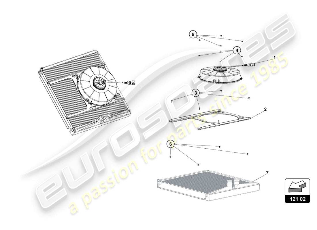 lamborghini super trofeo evo 2 (2022) kühlerlüfter-kit stevo2 ersatzteildiagramm