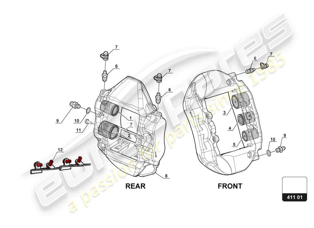 lamborghini 2018 (super trofeo evo) bremssattelelement ersatzteildiagramm
