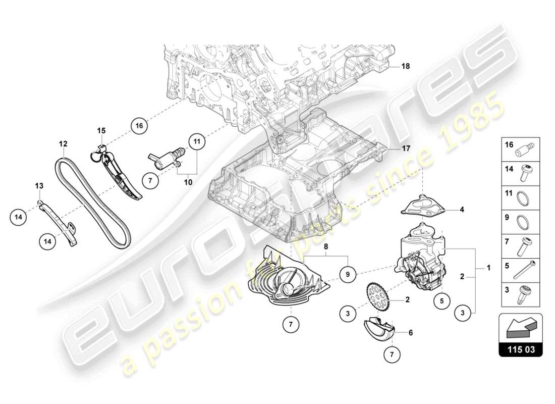 lamborghini urus s (2023) ölpumpe ersatzteildiagramm