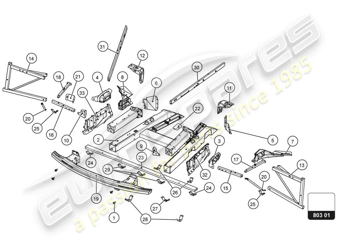 lamborghini super trofeo evo 2 (2022) äußere elemente des frontrahmens teilediagramm