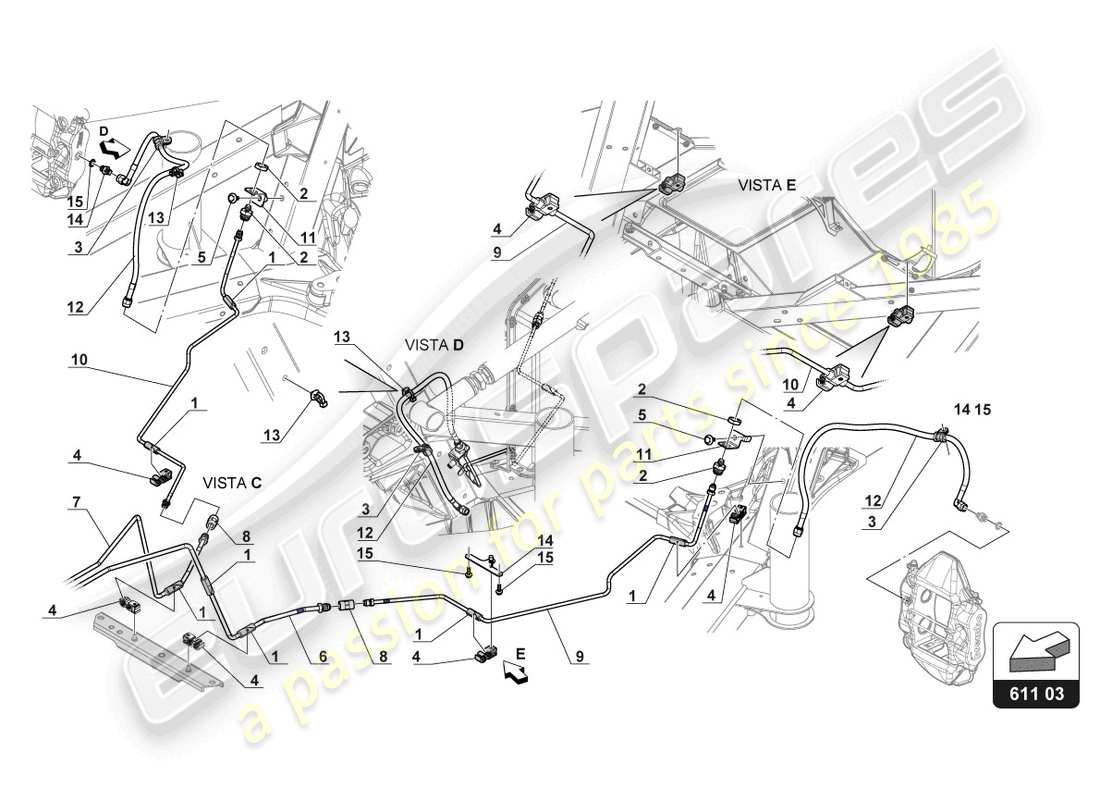 lamborghini gt3 evo (2018) bremsleitungen ersatzteildiagramm