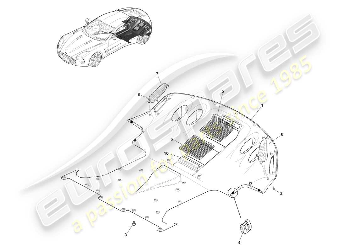 aston martin one-77 (2011) teilediagramm des heckdiffusors