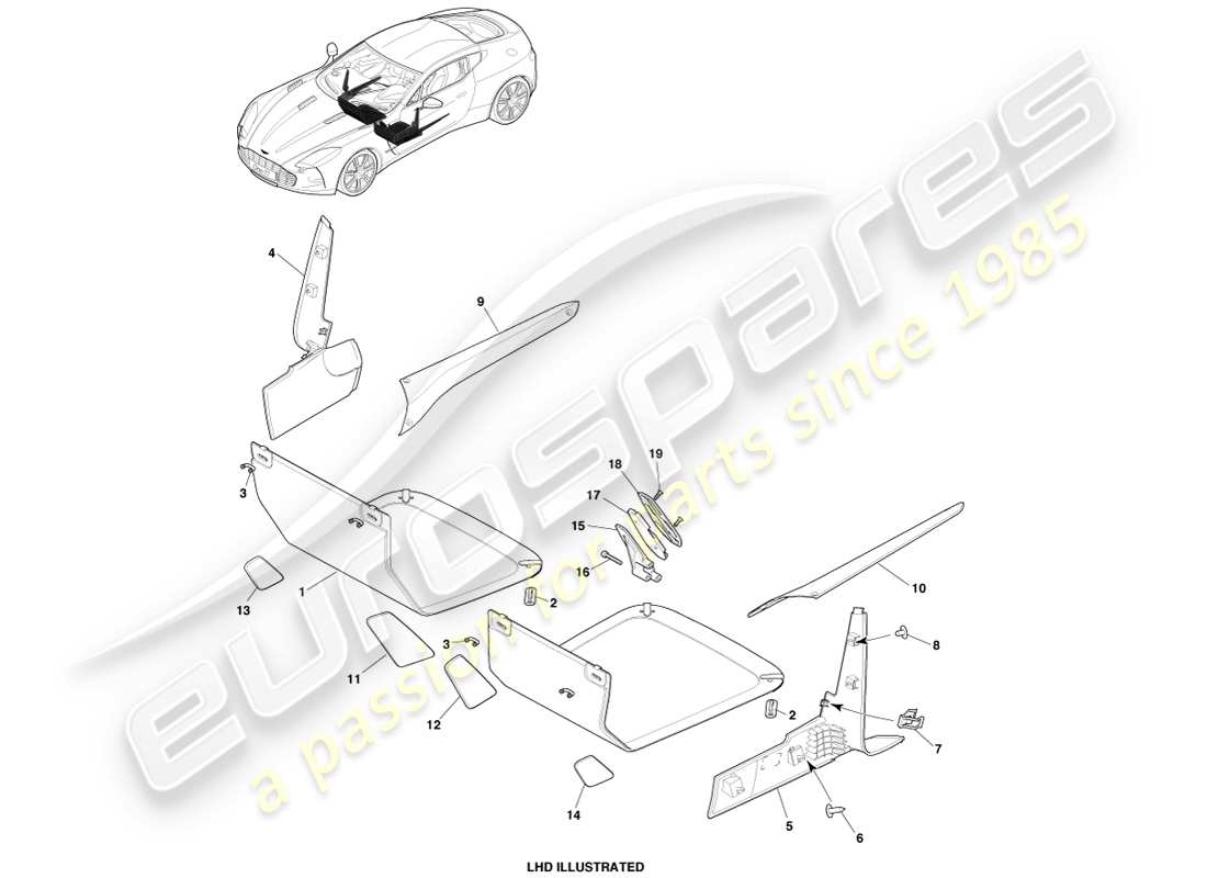 aston martin one-77 (2011) teildiagramm für bodenverkleidung