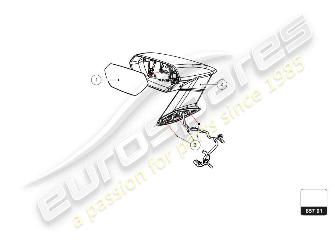 lamborghini super trofeo evo 2 (2022) aussenrückspiegel ersatzteildiagramm