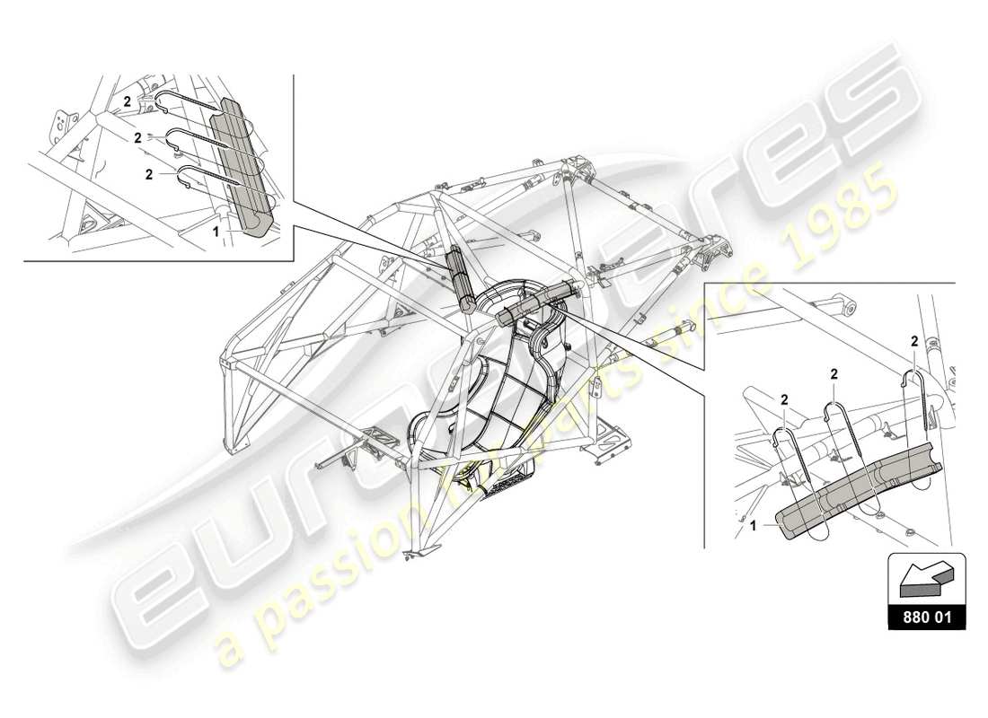lamborghini super trofeo evo 2 (2022) rollcage-ersatzteildiagramm