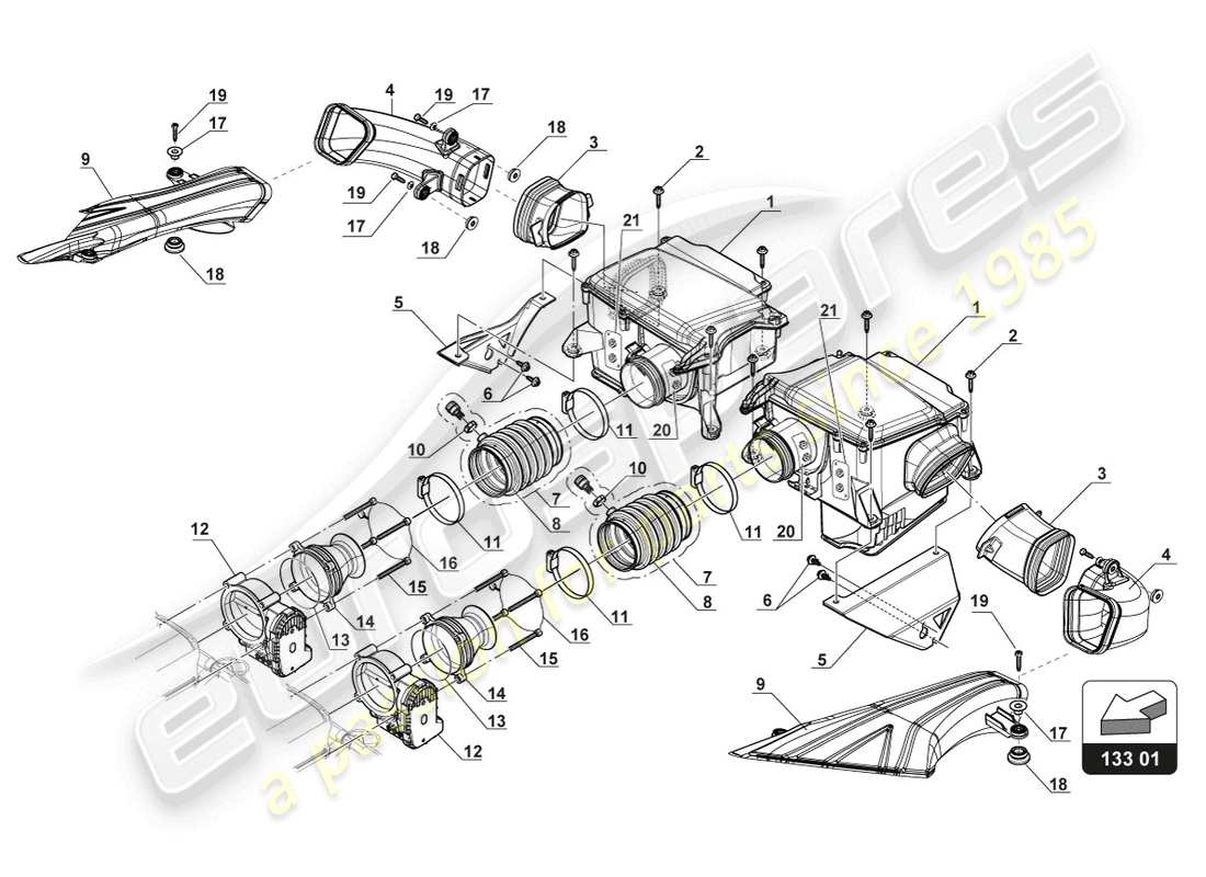 lamborghini 2017 (gt3) luftansaugsystem - teilediagramm