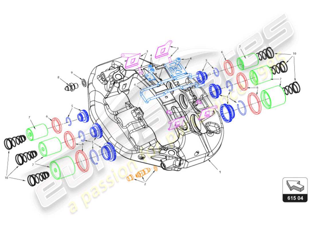 lamborghini super trofeo evo 2 (2022) vorderer bremssattel teilediagramm