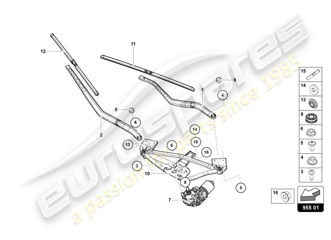 lamborghini 2022 (lp770-4 svj coupe) scheibenwischer-ersatzteildiagramm