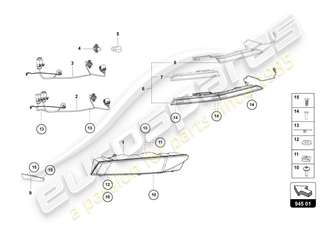 lamborghini lp770-4 svj roadster (2022) rücklicht hinten ersatzteildiagramm
