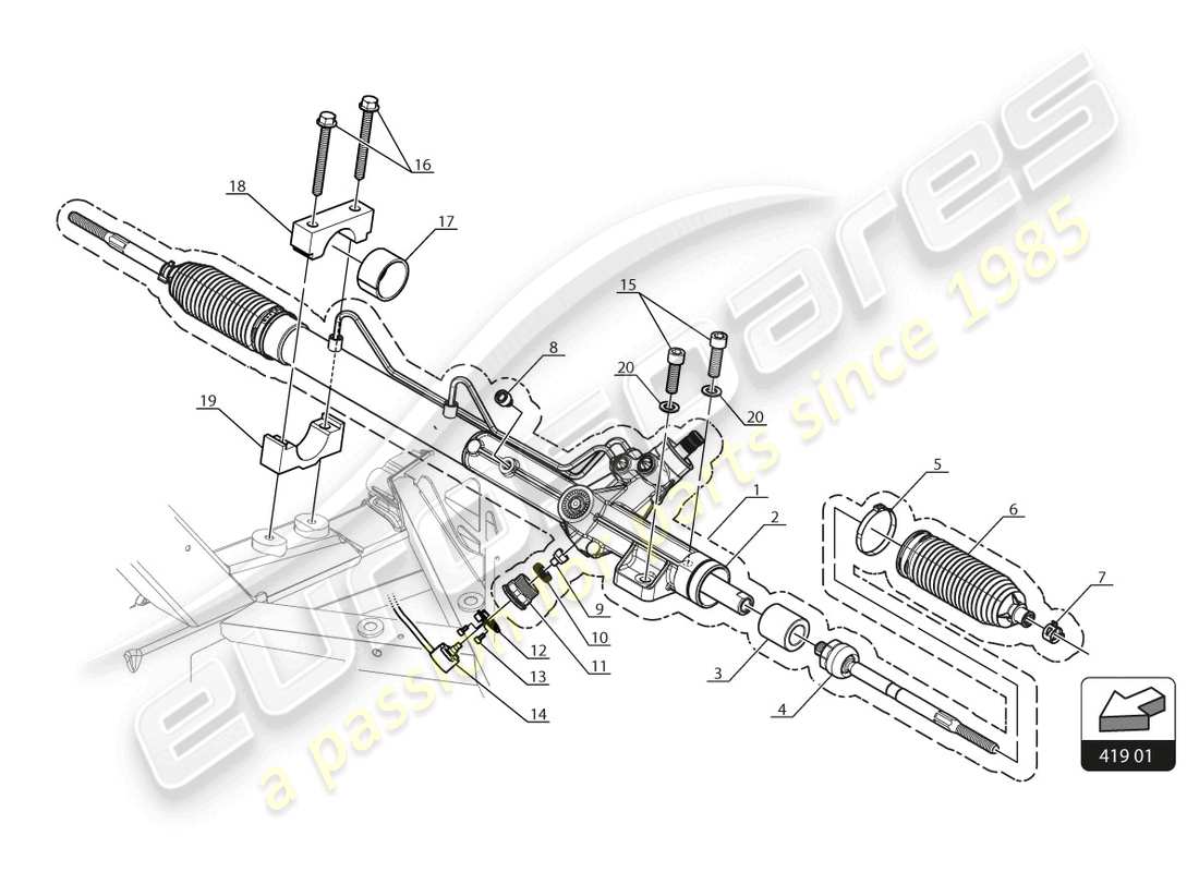 lamborghini gt3 (2017) servolenkung - teilediagramm