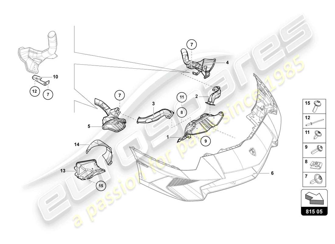 lamborghini 2022 (lp770-4 svj coupe) luftkanal-pappe ersatzteildiagramm