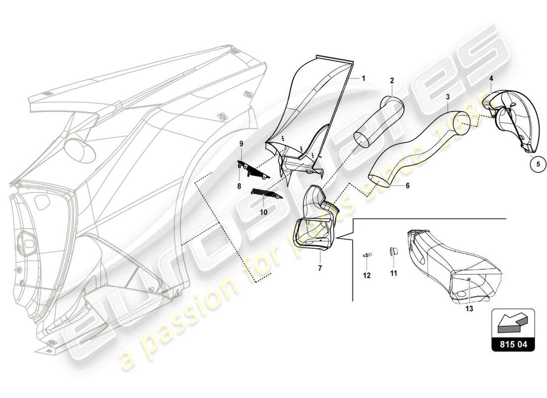 lamborghini super trofeo evo (2018) rear air duck ersatzteildiagramm