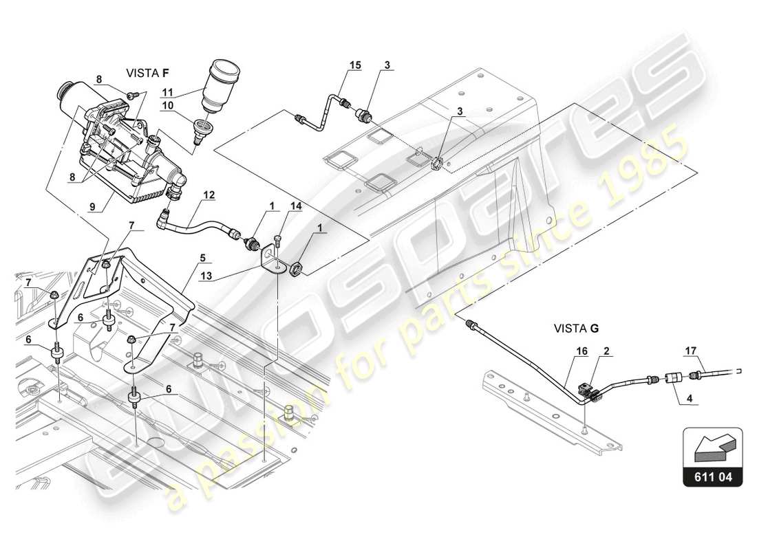 lamborghini gt3 evo (2018) bremsleitungen ersatzteildiagramm