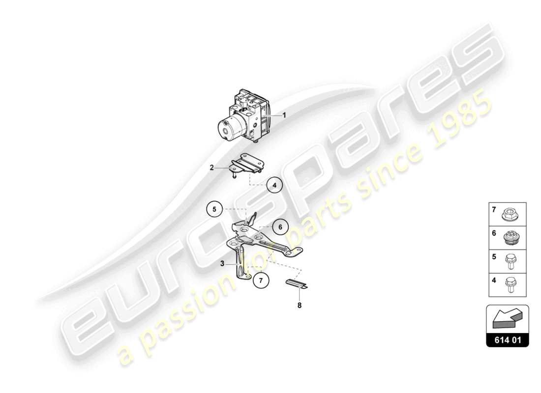 lamborghini evo spyder 2wd (2022) abs-einheit mit steuergerät teilediagramm