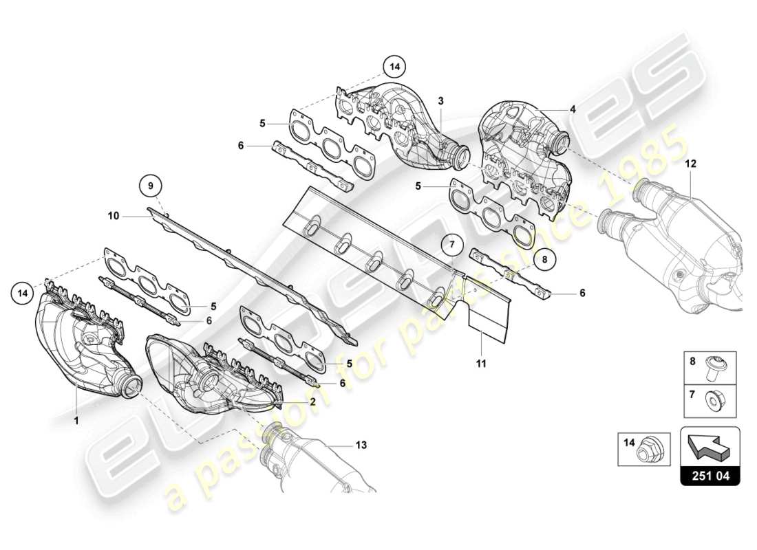 lamborghini 2022 (lp770-4 svj roadster) auspuffanlage teilediagramm