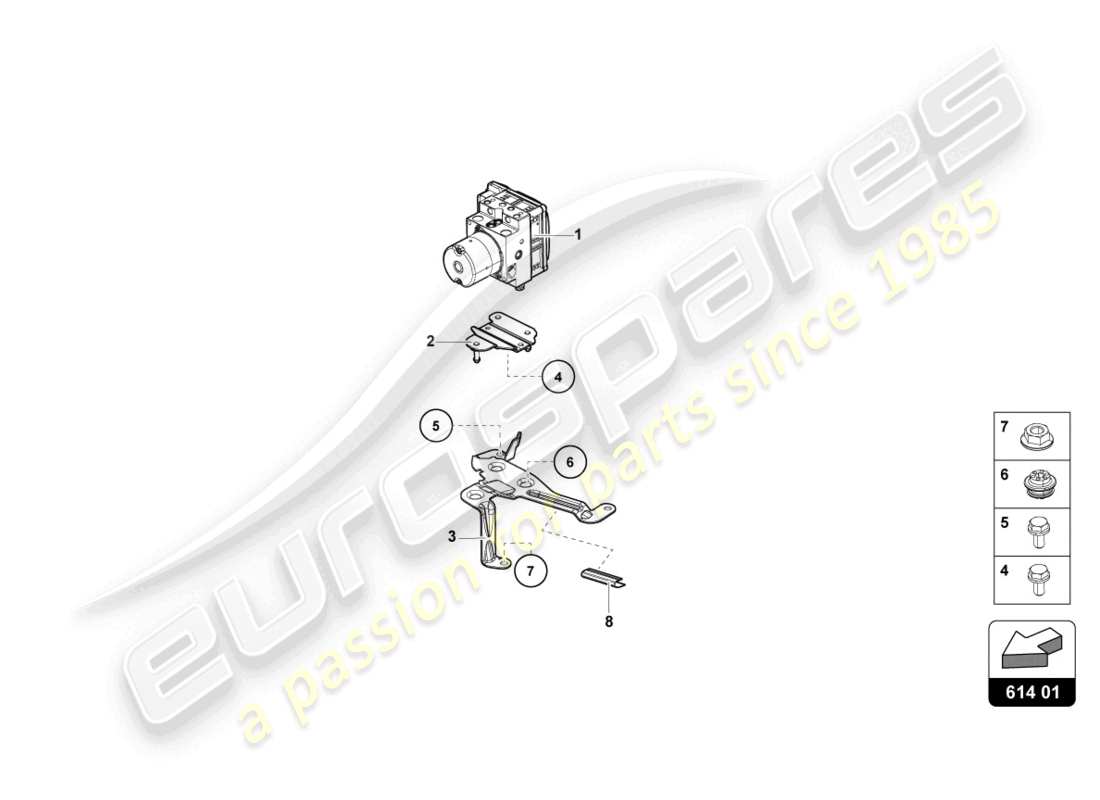 lamborghini evo coupe (2022) abs-einheit mit steuergerät teilediagramm