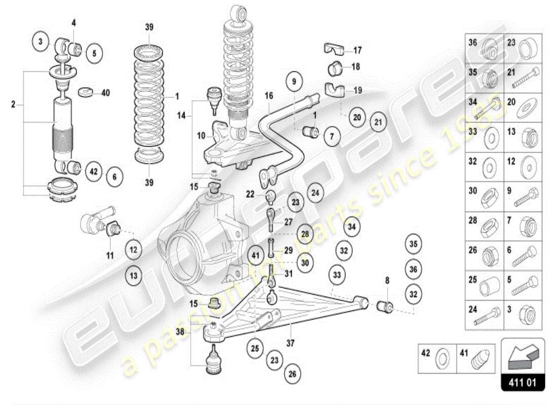 lamborghini diablo vt (1996) aufhängung vorne teilediagramm