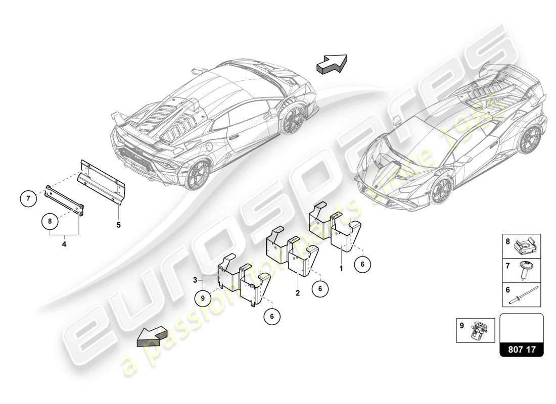 lamborghini sto (2021) kennzeichenhalter ersatzteildiagramm