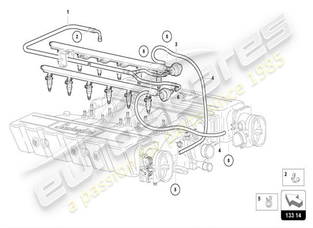 lamborghini diablo vt (1998) kraftstoffsystem teilediagramm