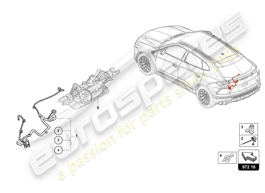 lamborghini urus performante (2023) adapterkabelbaum ersatzteildiagramm