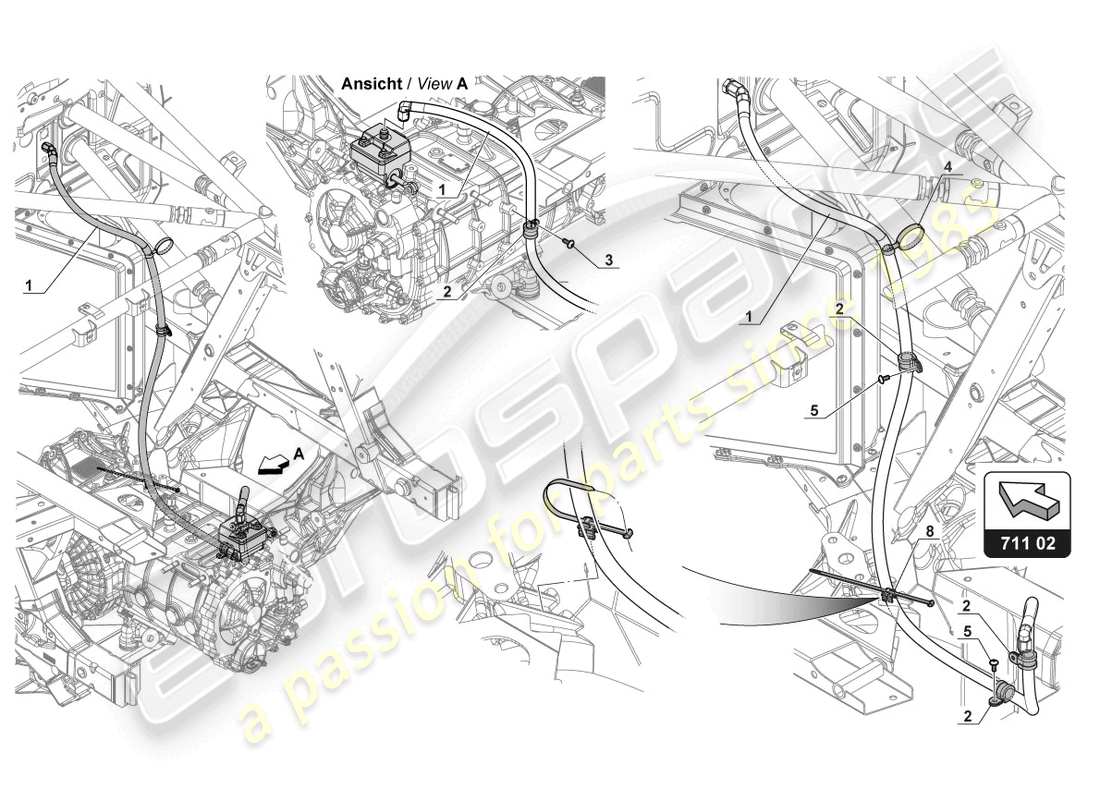 lamborghini 2018 (gt3 evo) schläuche ersatzteildiagramm