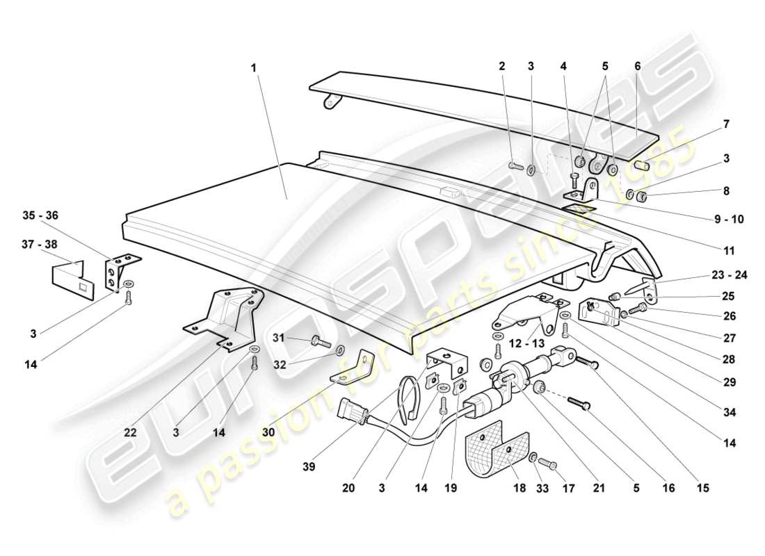 lamborghini lp640 coupe (2007) hintere klappe - teilediagramm