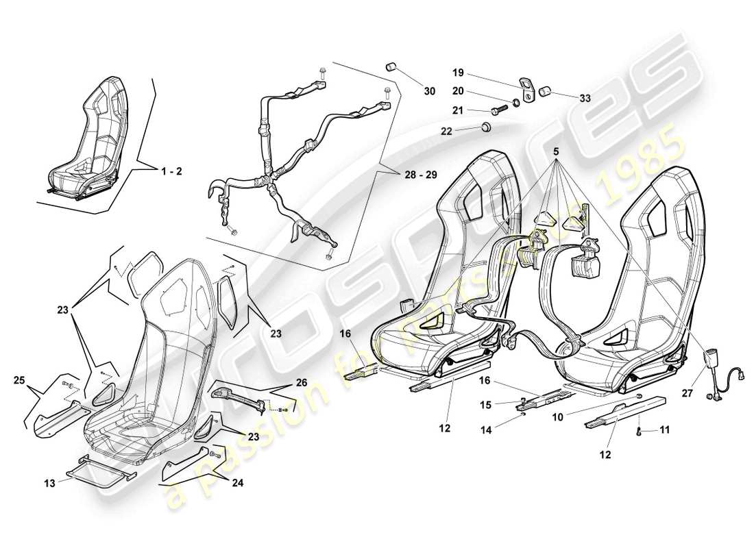 lamborghini lp640 coupe (2007) sitz, komplett teilediagramm