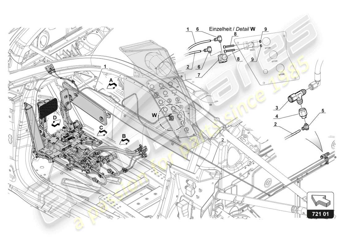 lamborghini gt3 (2017) gelenke des pedalmechanismus ersatzteildiagramm