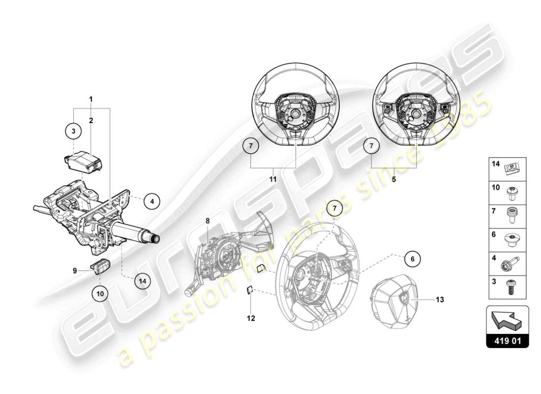 lamborghini sian roadster (2021) lenksystem teilediagramm