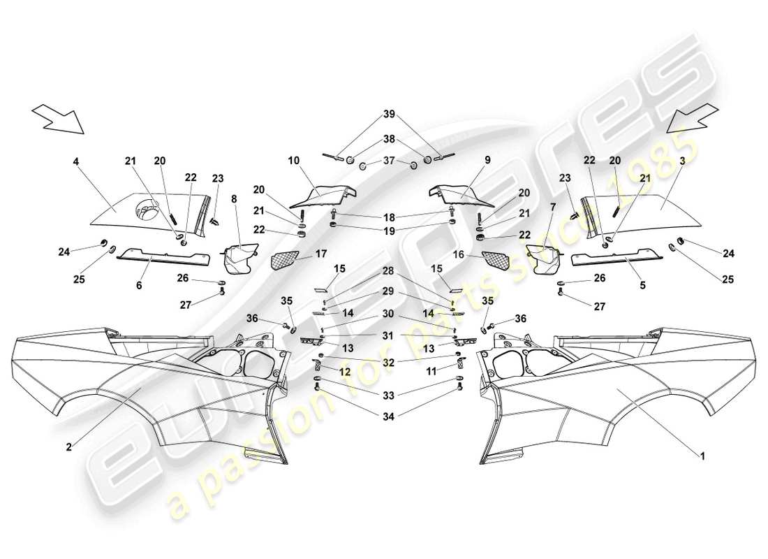 lamborghini reventon roadster seitenteil hinten teilediagramm