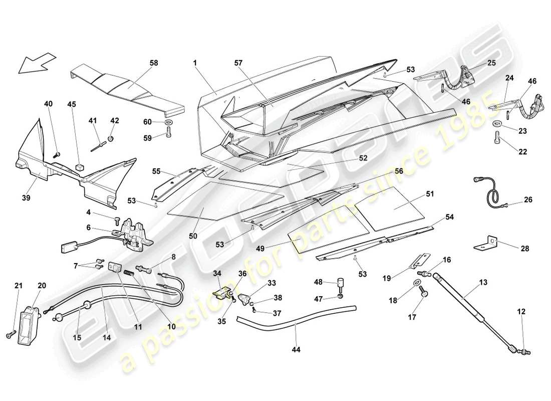 lamborghini reventon roadster klappe für motorabdeckung hinten teilediagramm